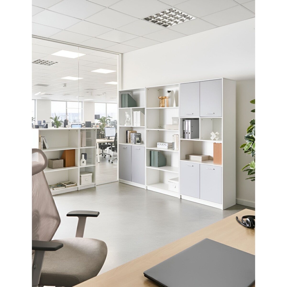 Regał 2-drzwiowy ZEHNA Szary/ biały