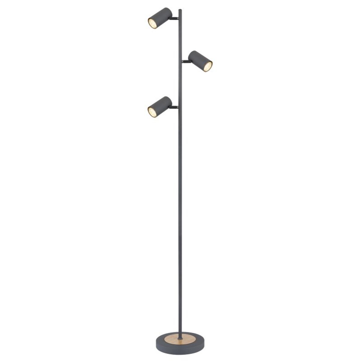 Lampa podłogowa Globo ROBBY 57910SG grafitowa 3xGU10 154 cm nowoczesna z ruchomymi reflektorami do salonu i gabinetu