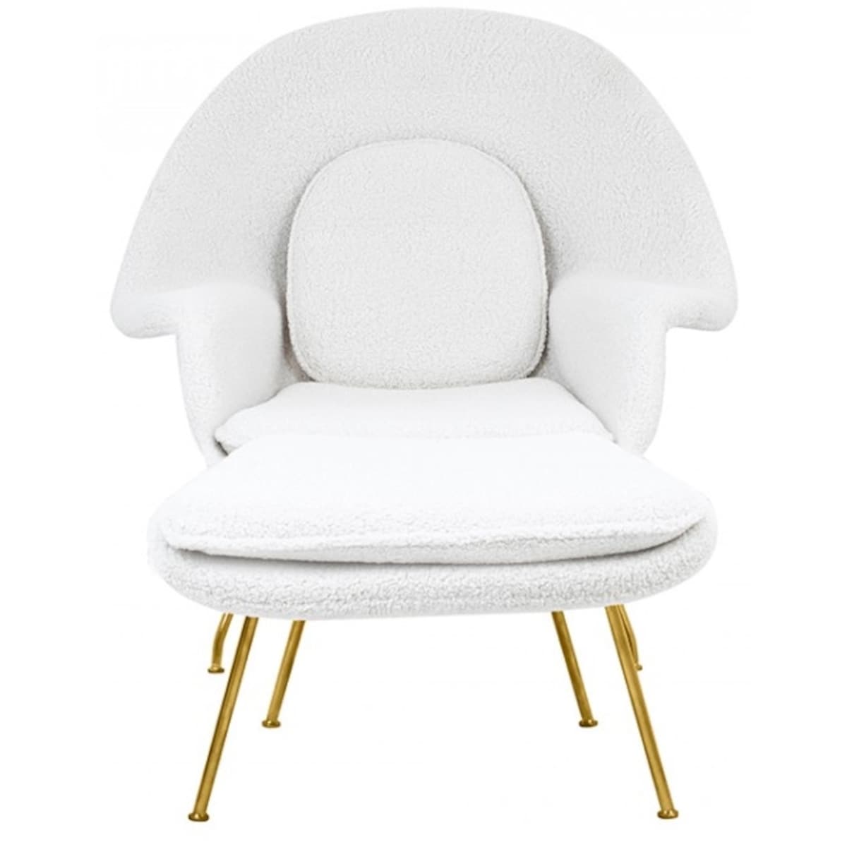 Fotel skandynawski COZY TEDDY JH-C06.WHITE z podnóżkiem biały, King Home