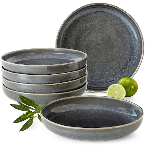 EDA Talerz głęboki 6 szt., niebieski/szary/beżowy