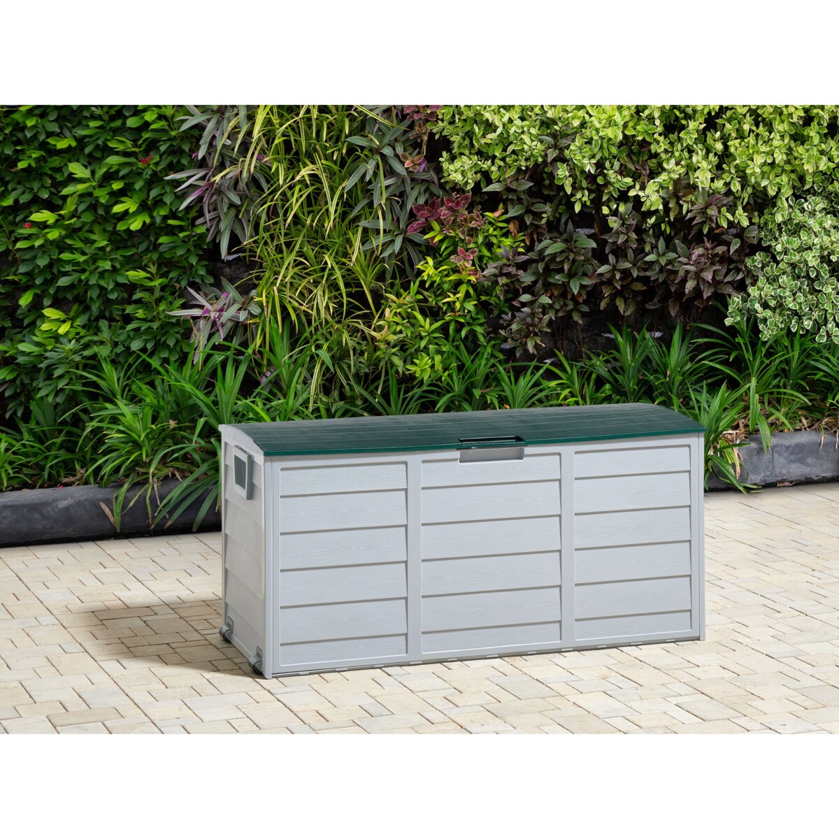 Skrzynia ogrodowa 112 x 50 cm szaro-zielona LOCARNO
