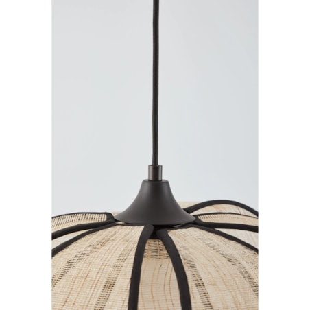 Lampa wisząca z lnu i bawełny, kremowo-czarna, Vidson Ø50 cm