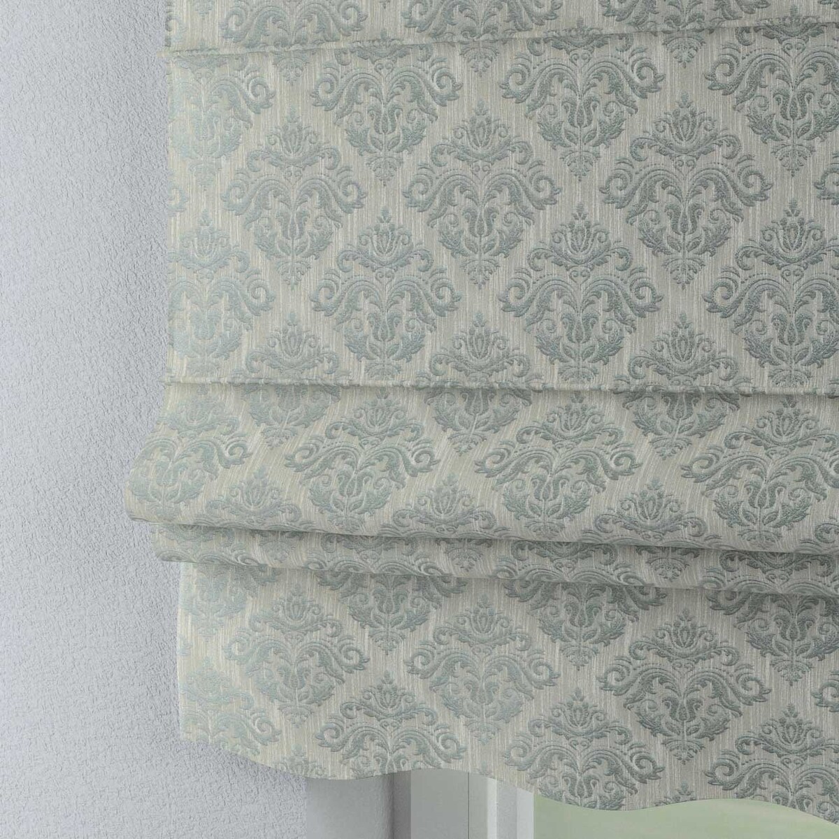 Roleta rzymska Florencja, srebrno-niebieski ornament na szarym tle, Imperia Premium