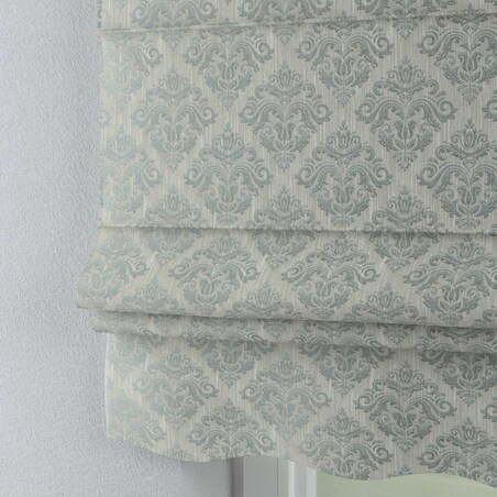 Roleta rzymska Florencja, srebrno-niebieski ornament na szarym tle, Imperia Premium