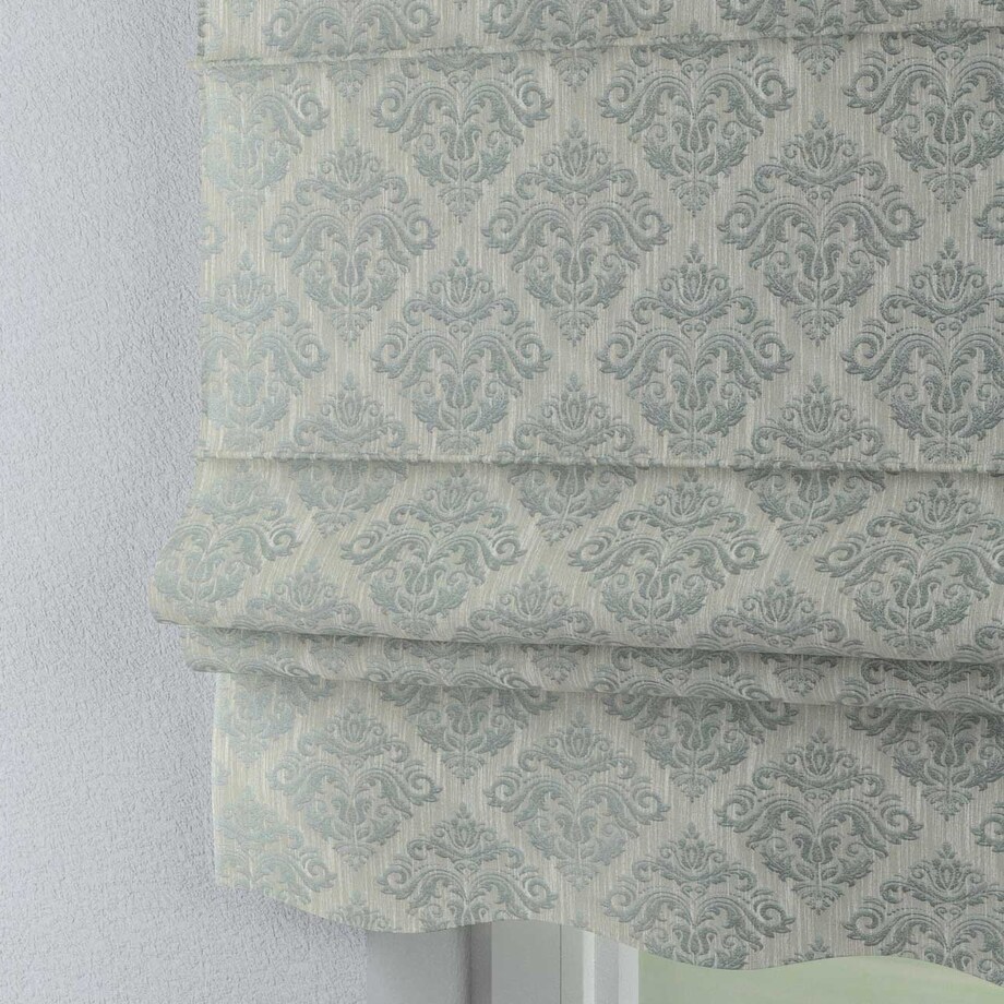 Roleta rzymska Florencja, srebrno-niebieski ornament na szarym tle, Imperia Premium