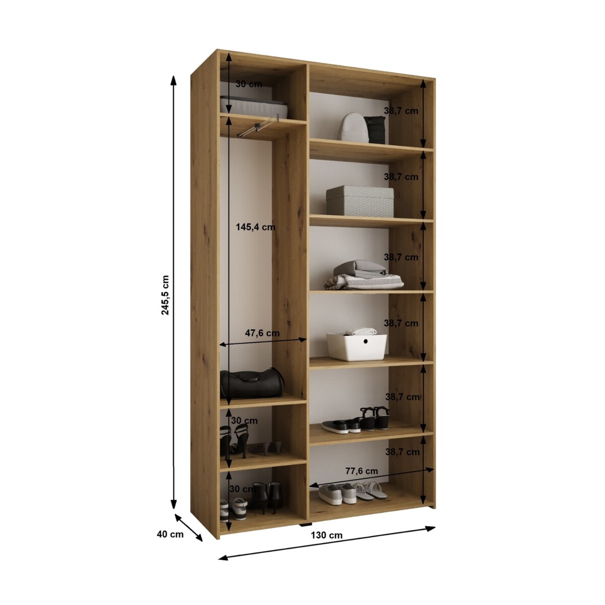 Szafa trzydrzwiowa Como 4 130 gł.40 kaszmir+złoty