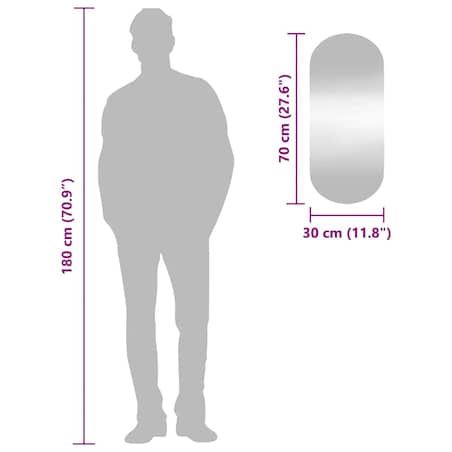 vidaXL Lustro ścienne, 30x70 cm, szklane, owalne