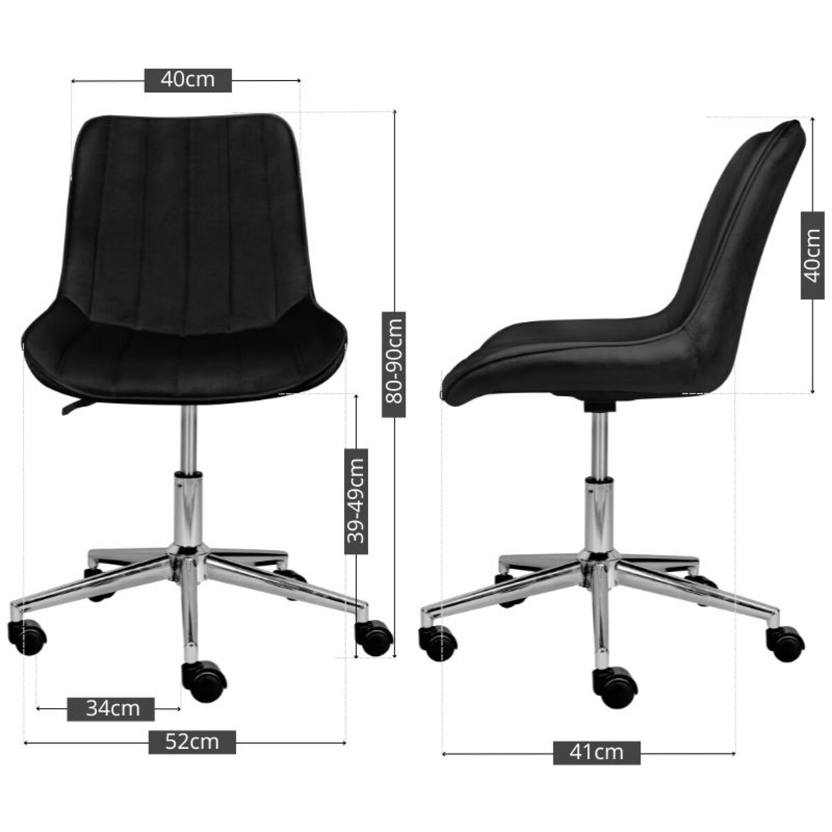 Krzesło biurowe obrotowe do biura welur czarne