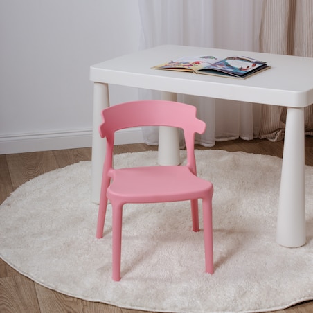 Krzesło dla dzieci różowe plastikowe stabilne dziecięce