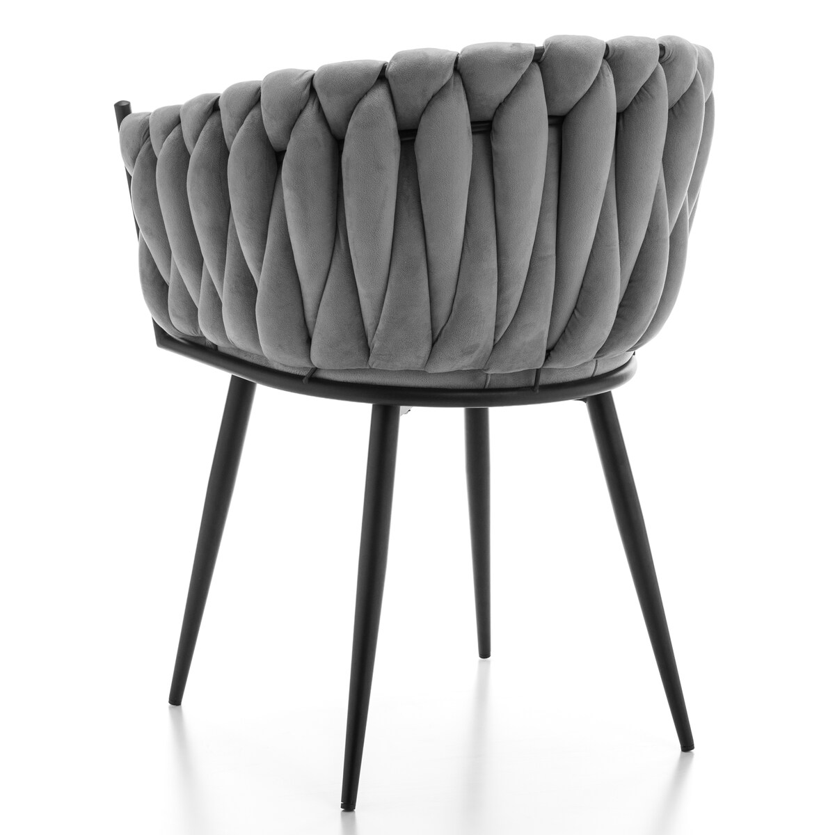 Krzesło tapicerowane plecione glamour salon welurowe LATINA jasnoszara