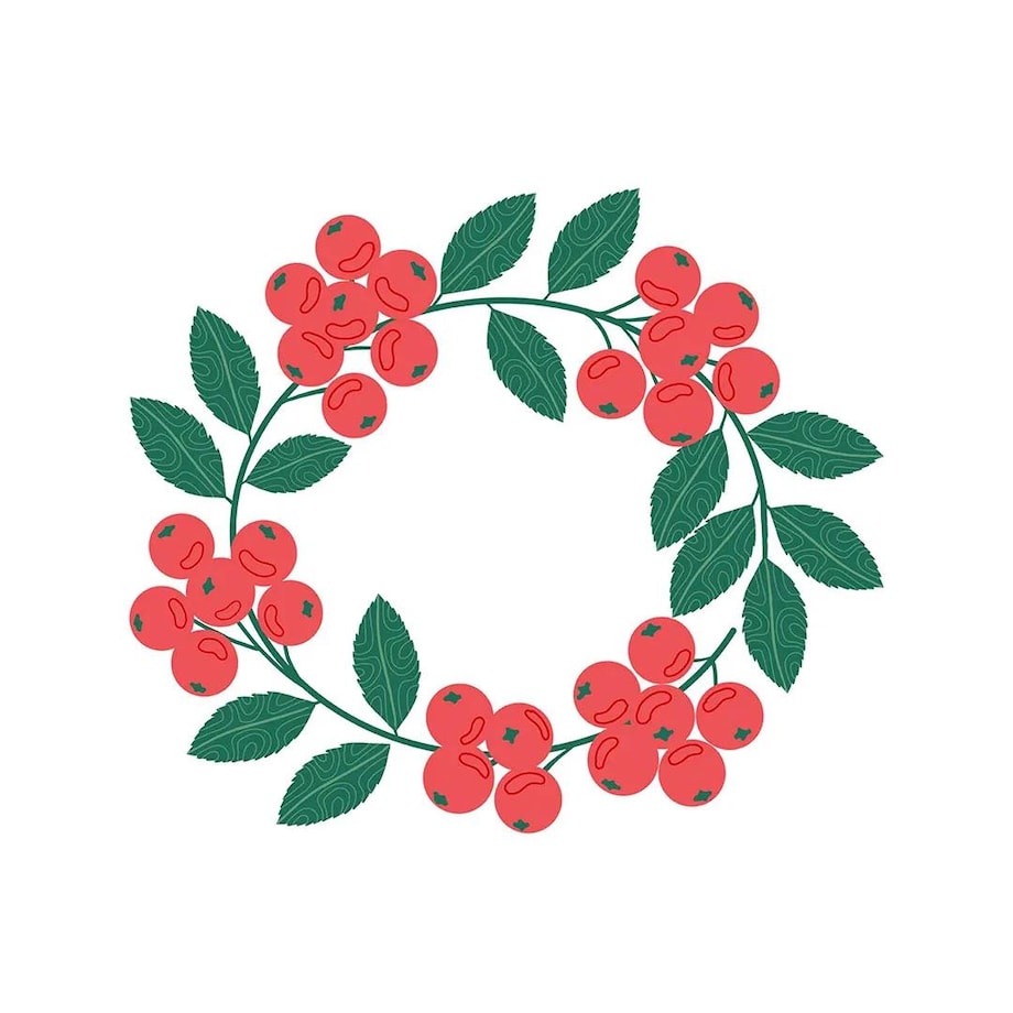 Poduszka świąteczna - jarzębinowy wieniec