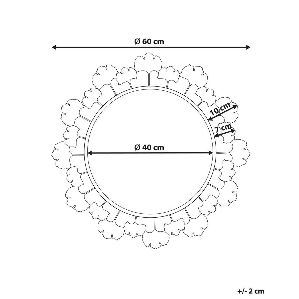 Metalowe okrągłe lustro ścienne ø 60 cm złote CODOLET