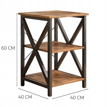 Stolik kawowy industrialny kwadratowy drewniany półka retro szafka loft