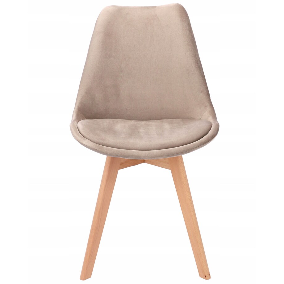 Krzesło tapicerowane welurowe BARI beżowe