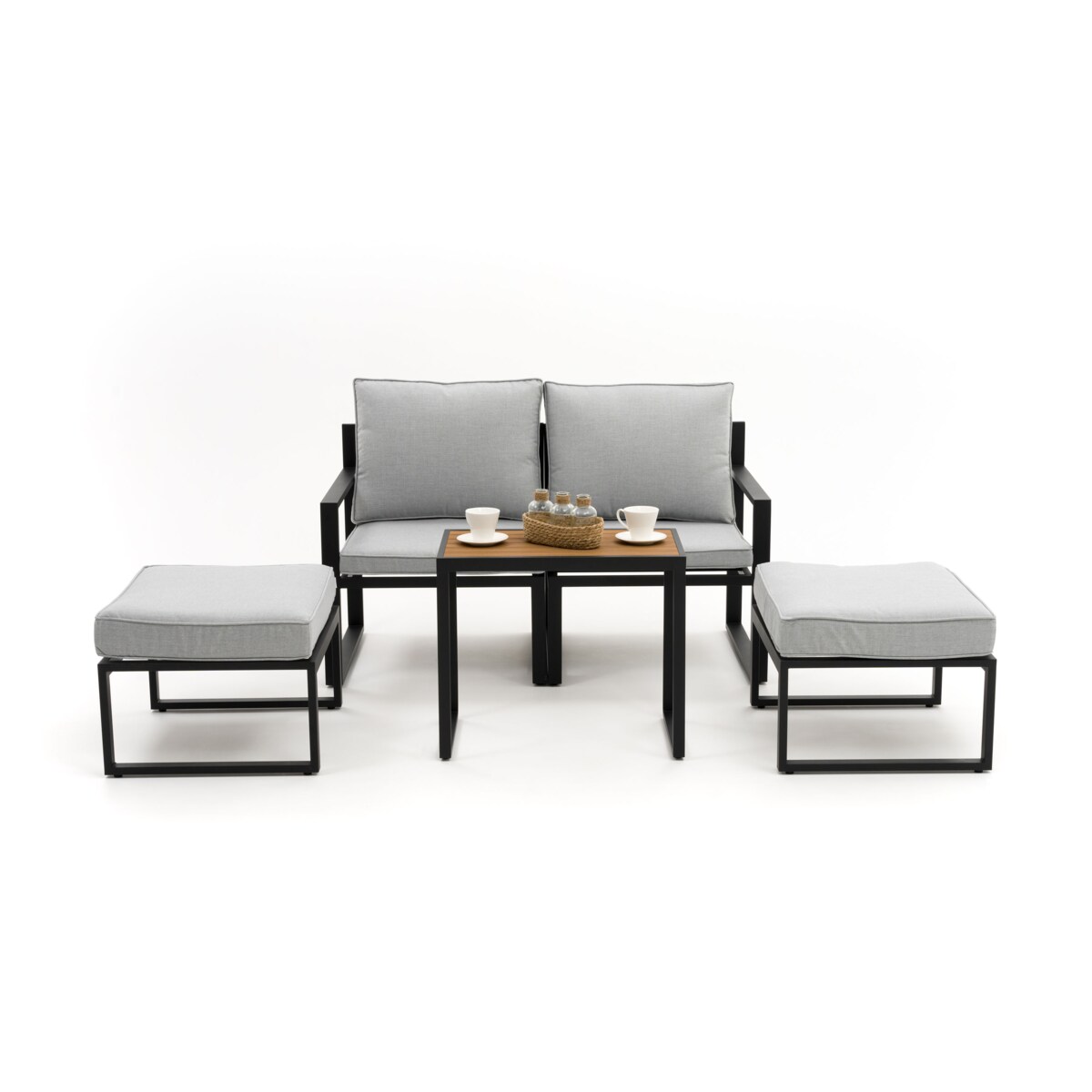 Zestaw mebli ogrodowych aluminiowe nowoczesne ATOL 2 grafitowo szare