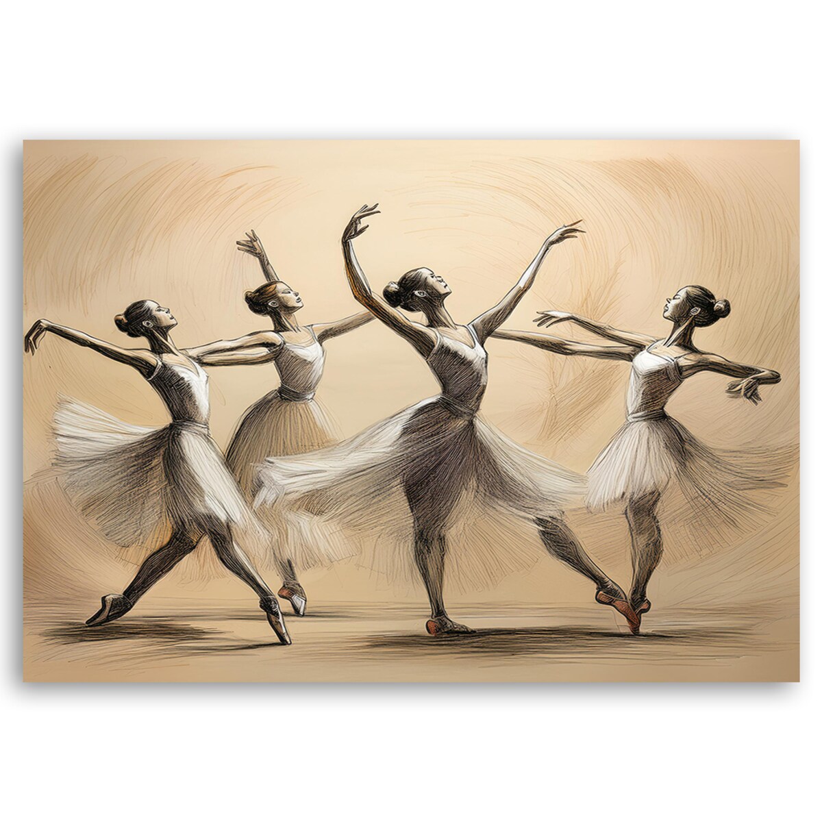 Feeby Obraz na płótnie, Tańczące Baletnice W Stylu Vintage 100x70