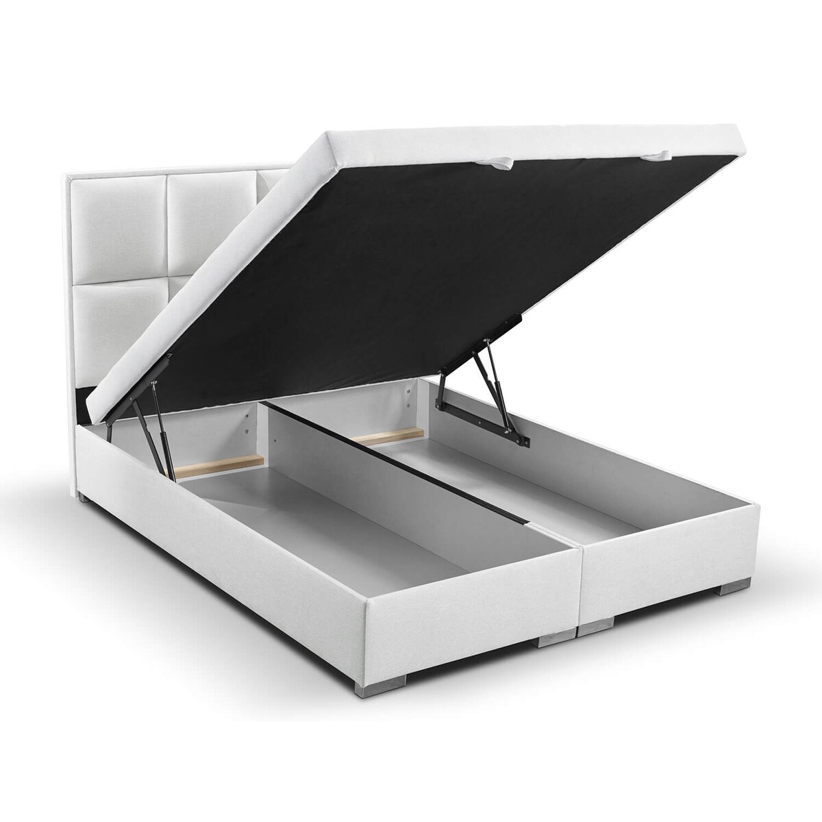 Łóżko tapicerowane ARCHIE 140x200 z pojemnikiem, Jasny Szary, tkanina Megan 364