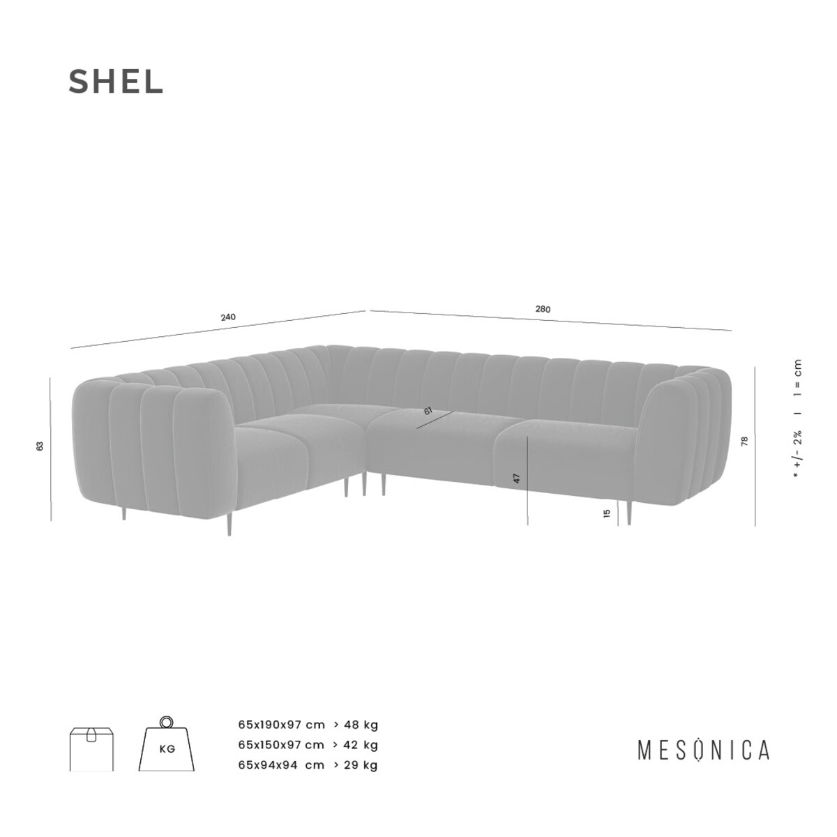 Shel Sofa narożna - ciemnozielona