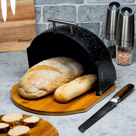 Chlebak bambusowo-akrylowy czarny marmurek KLAUSBERG