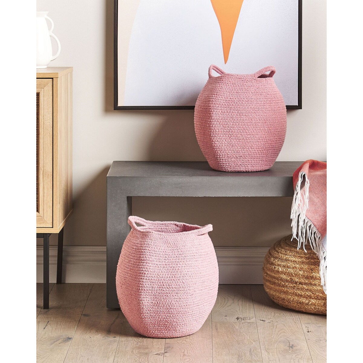 Zestaw 2 koszy bawełnianych różowy PANJGUR