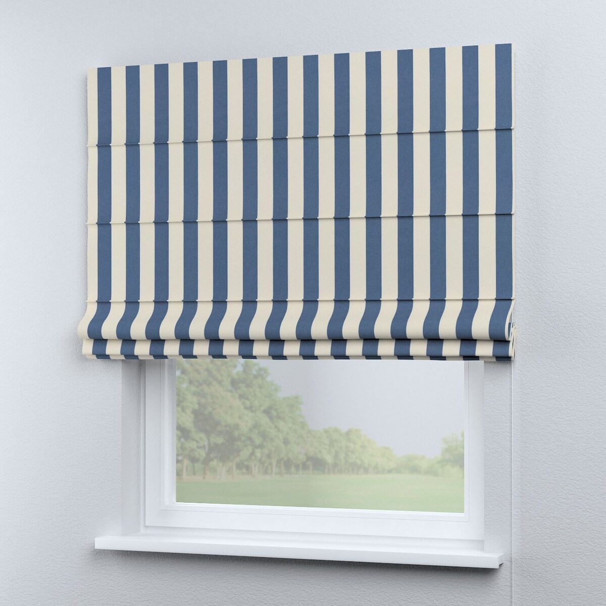 Roleta rzymska Capri, niebiesko-białe pionowe pasy (5,5cm), Quadro