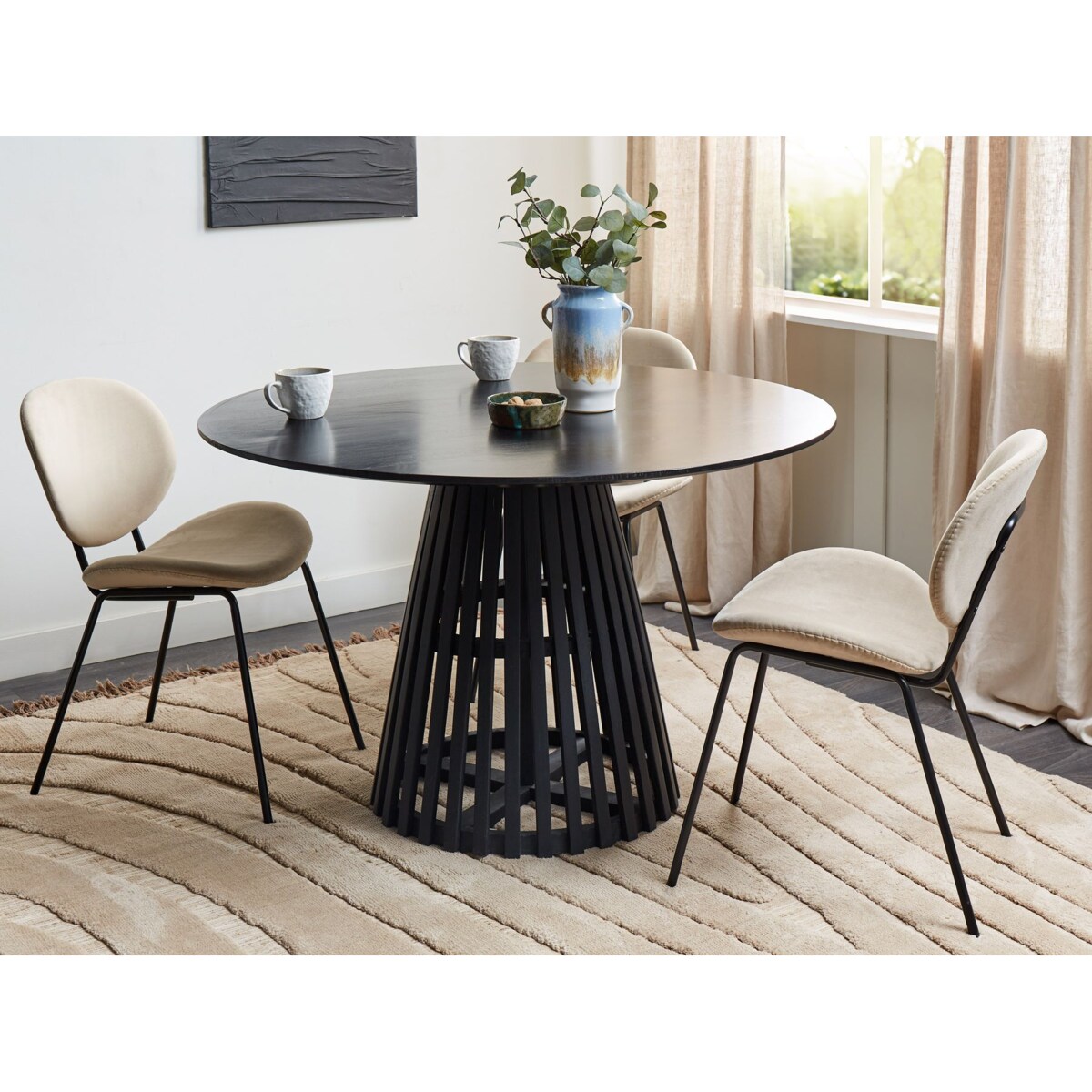 Stół do jadalni okrągły drewno akacjowe  120 cm czarny MESILLA