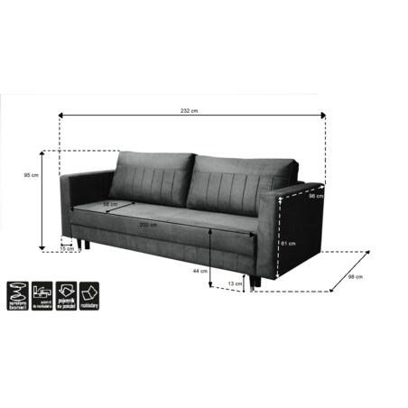 Sofa z funkcją spania ELA - granatowa