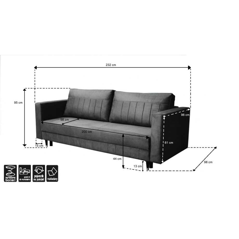 Sofa z funkcją spania ELA - granatowa