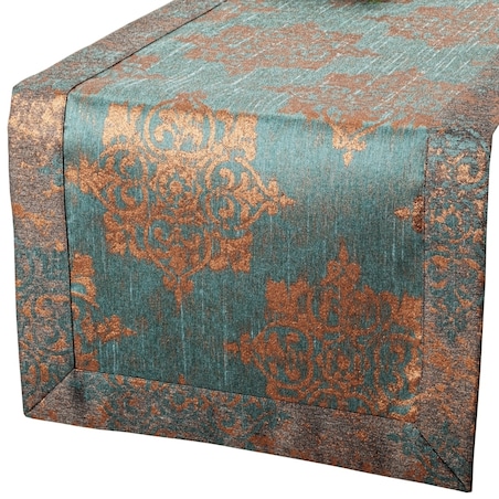 Bieżnik plamoodporny Miedziany Ornament - 40x140 cm - złoty - 40cm x 140cm