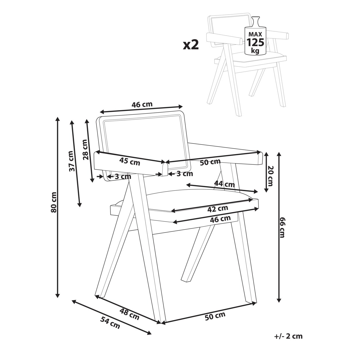 Zestaw 2 krzeseł do jadalni CARMODY Drewno Jasnobrązowy