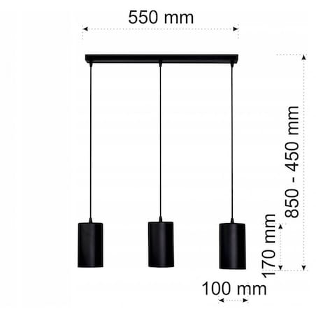 Loftowa LAMPA wisząca 137623691033 TEAM metalowa OPRAWA industrialna ZWIS tuby na listwie czarne