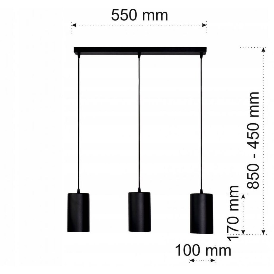 Loftowa LAMPA wisząca 137623691033 TEAM metalowa OPRAWA industrialna ZWIS tuby na listwie czarne