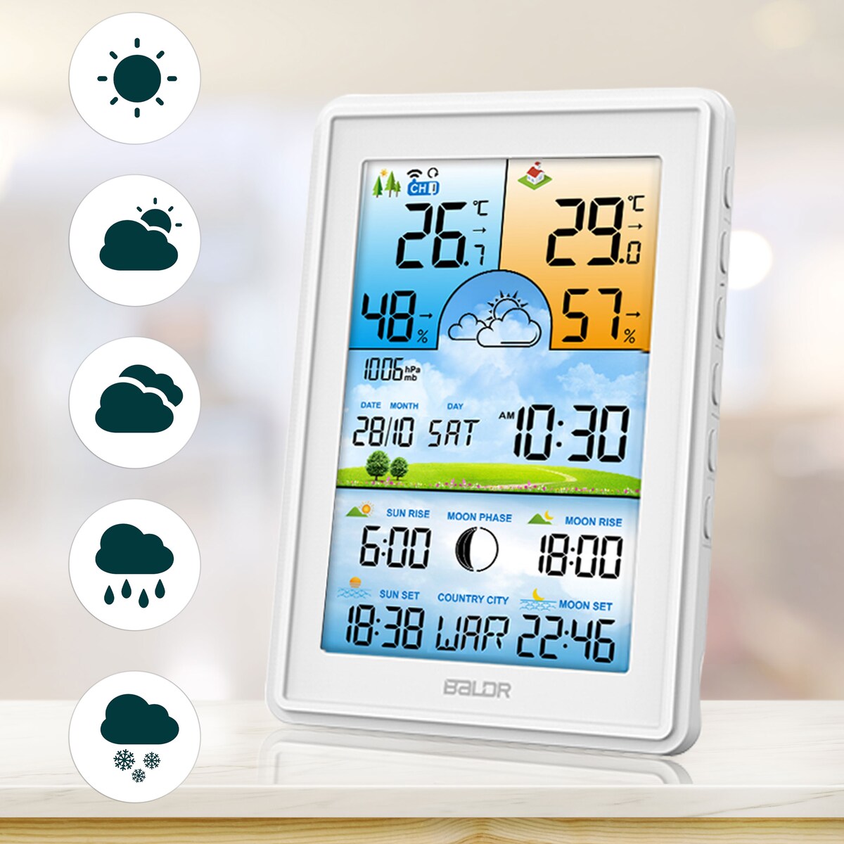 Bezprzewodowa stacja pogodowa pogody higrometr Baldr