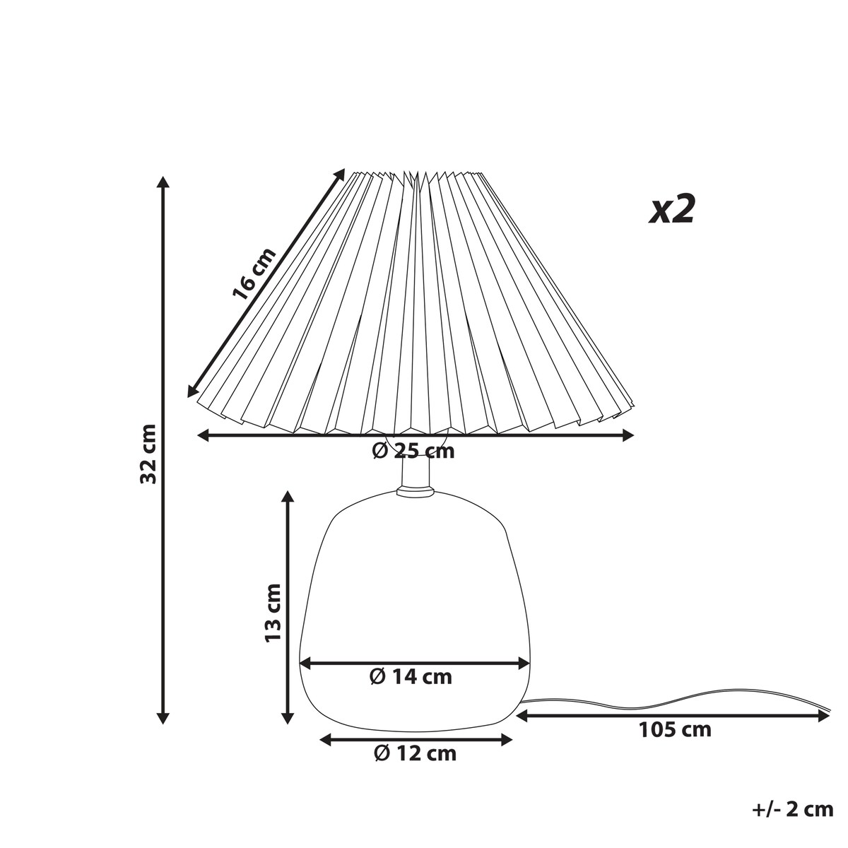 Zestaw 2 lamp stołowych ZEYI Ceramika Biały