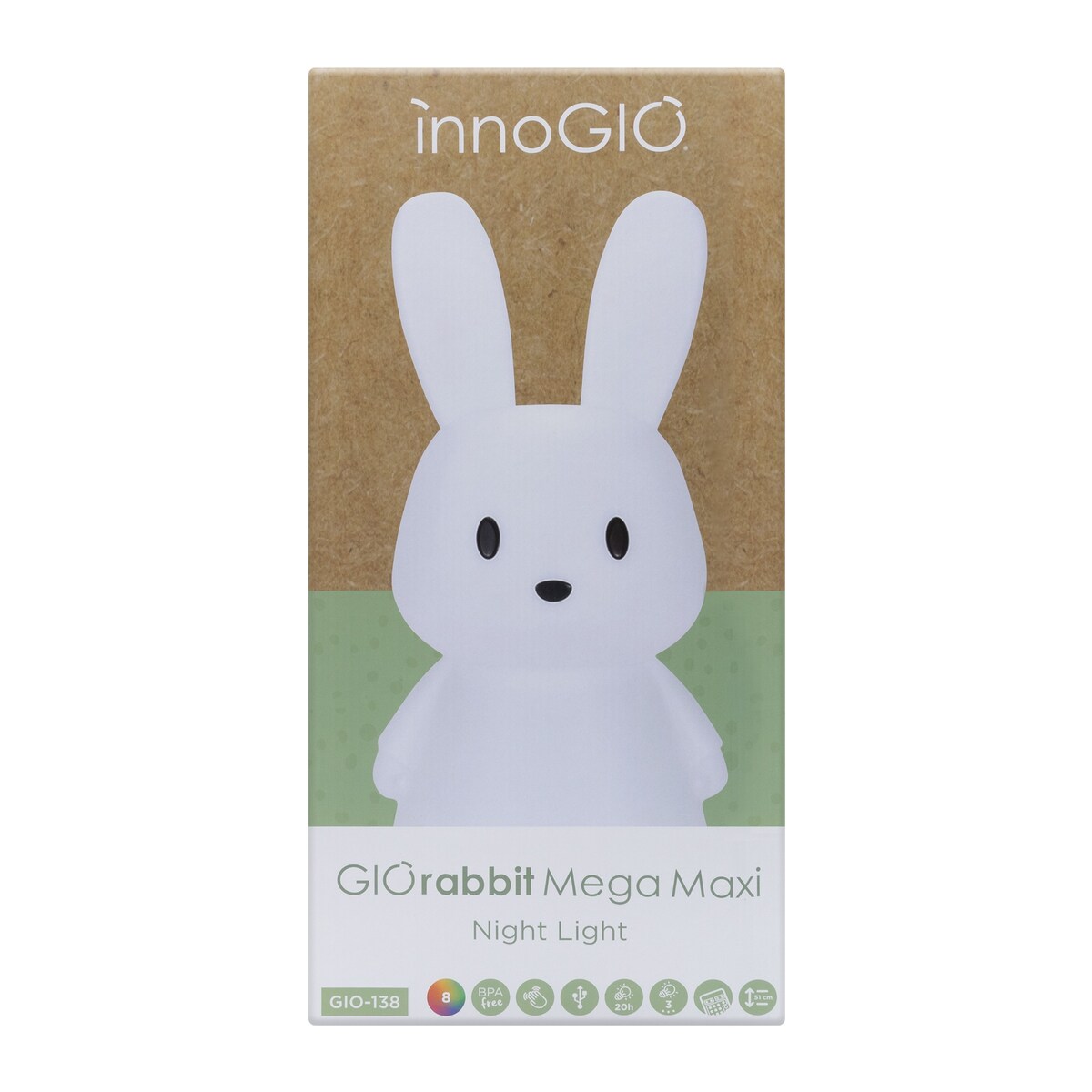 Innogio GIOrabbit Mega Maxi duża lampka nocna z pilotem i 8 kolorami LED