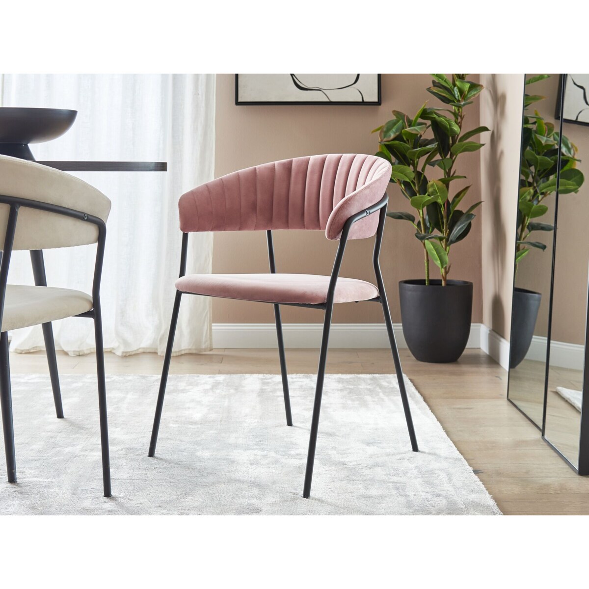 2 krzesła do jadalni welurowe różowe MARIPOSA