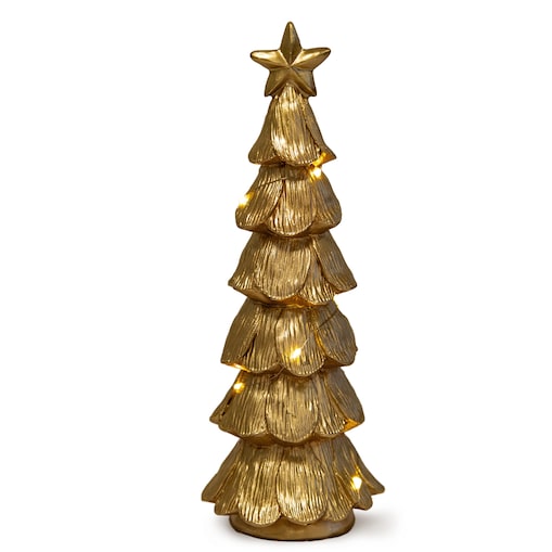 Choinka Led Złota Świecąca Figurka 28 Cm Ozdobna Dekoracja Świąteczna Na Baterie