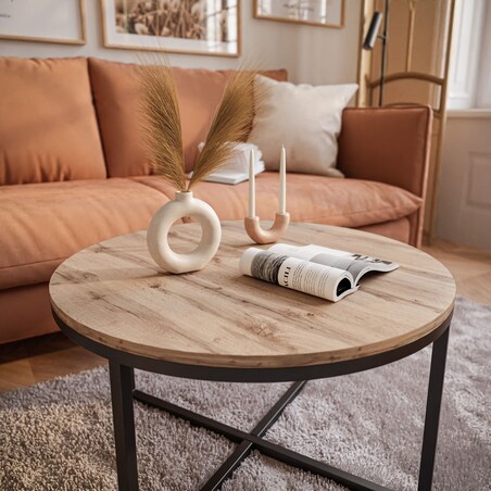 Okrągły stolik kawowy CIRI-X czarny dąb wotan