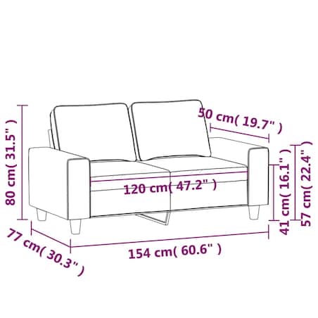 vidaXL Sofa 2-osobowa, ciemnoszara, 120 cm, tapicerowana tkaniną