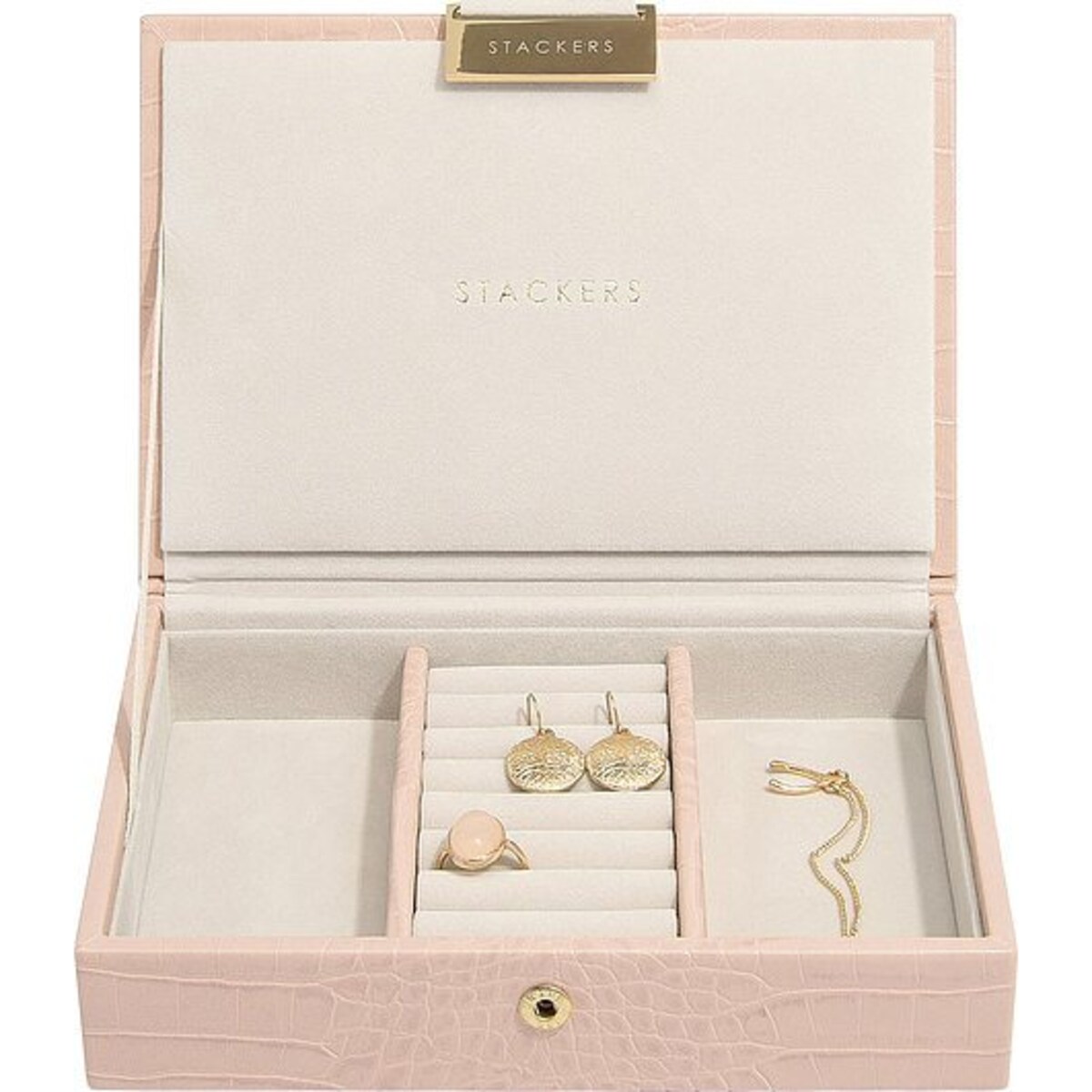 Szkatułka na biżuterię Stackers Croc mini różowa z pokrywką