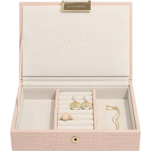 Szkatułka na biżuterię Stackers Croc mini różowa z pokrywką