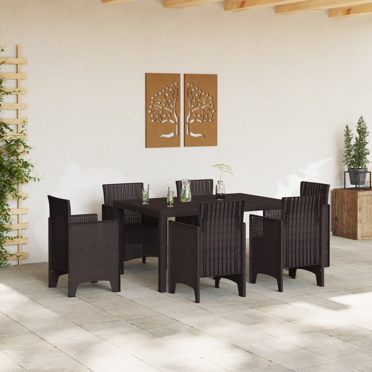 vidaXL Stół ogrodowy Brązowy 150x100x73 cm z polirattanu