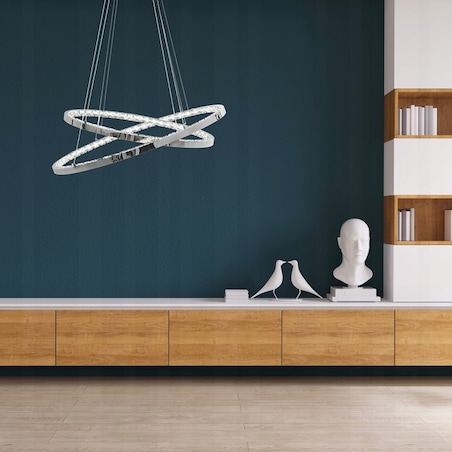 Kryształowa Lampa Sufitowa Żyrandol Ringi Led