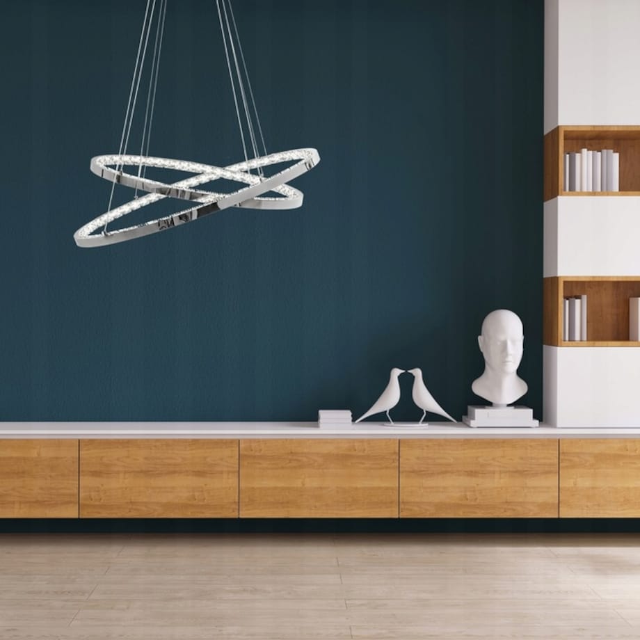 Kryształowa Lampa Sufitowa Żyrandol Ringi Led