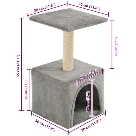vidaXL Drapak dla kota z sizalowym słupkiem, 55 cm, szary