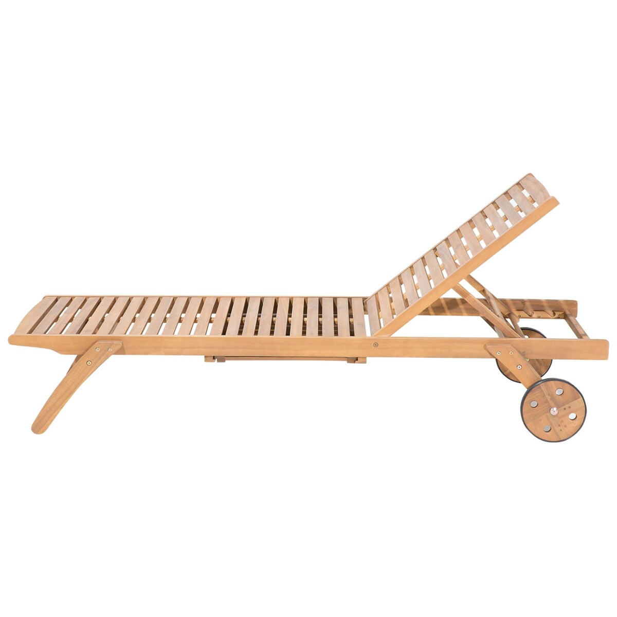 Leżak ogrodowy drewniany z poduszką szarą CESANA