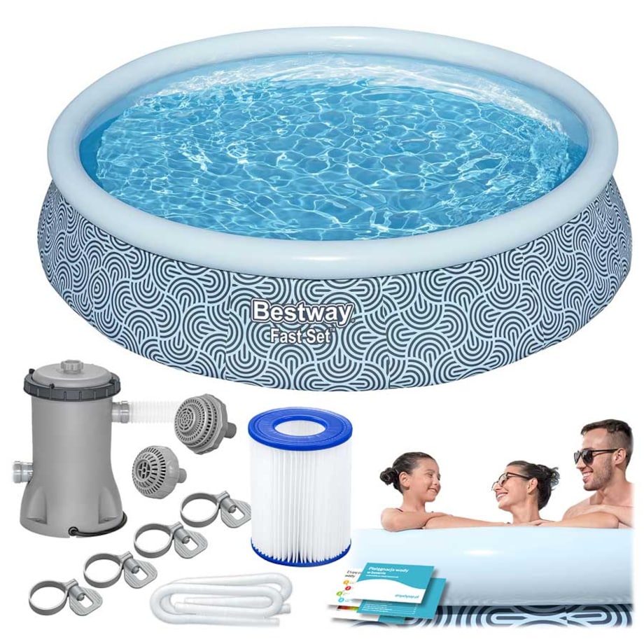 Basen ogrodowy rozporowy okrągły dla dzieci 396x84 cm Bestway zestaw 9w1