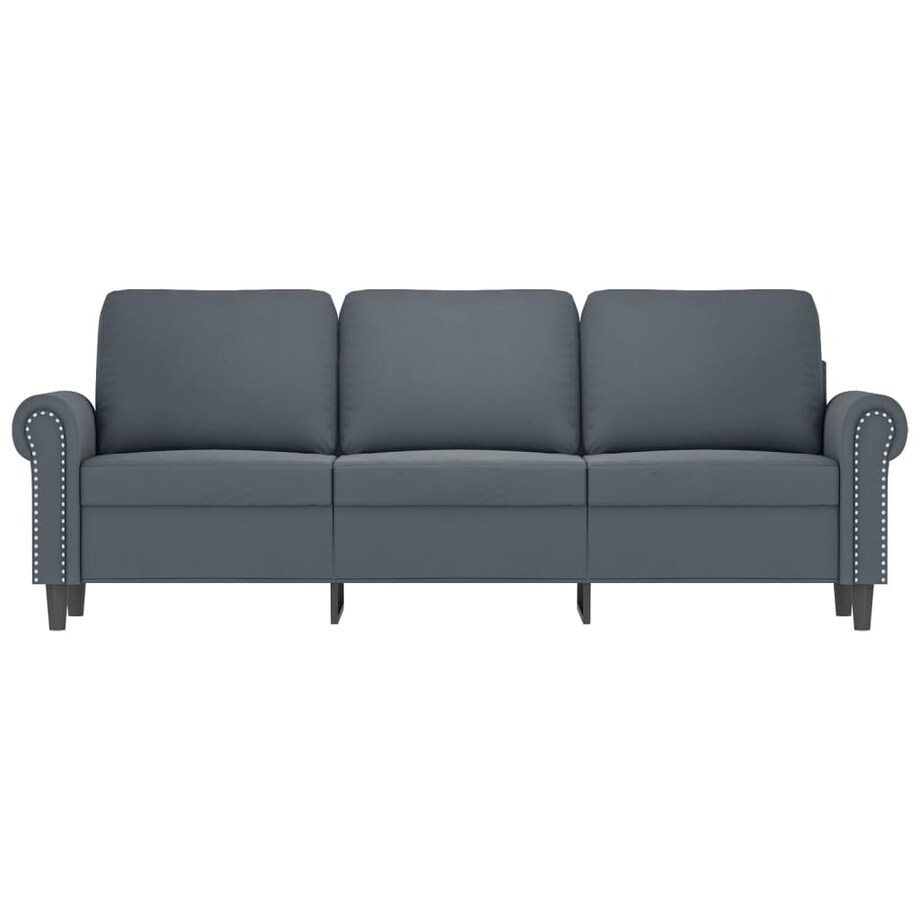 vidaXL Sofa 3-osobowa, ciemnoszara, 180 cm, obita aksamitem