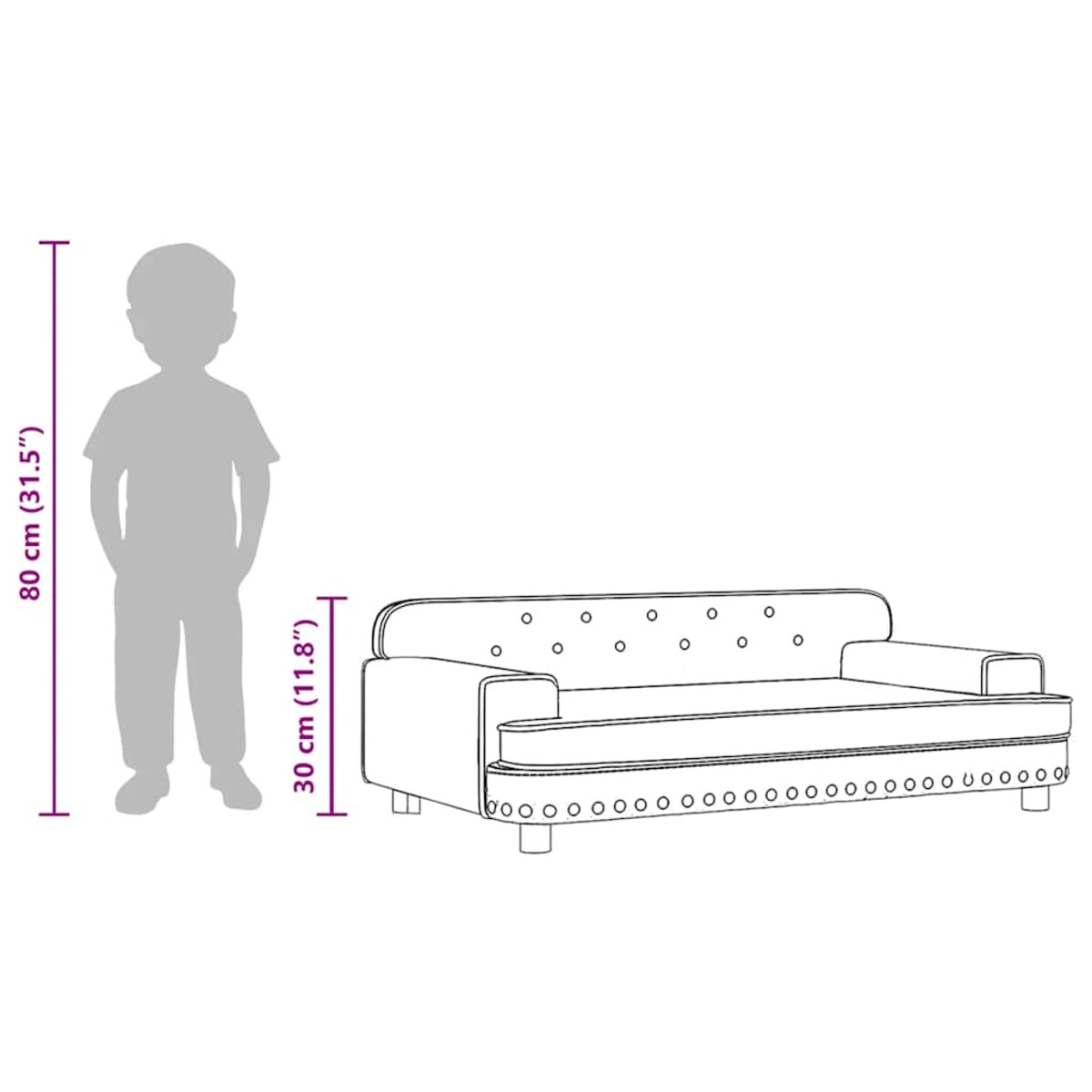 vidaXL Sofa dla dzieci, kremowa, 90x53x30 cm, aksamit