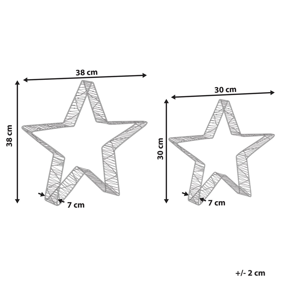 Zestaw 2 dekoracji świątecznych LED ITALLA 30/38 cm Gwiazda Złoty